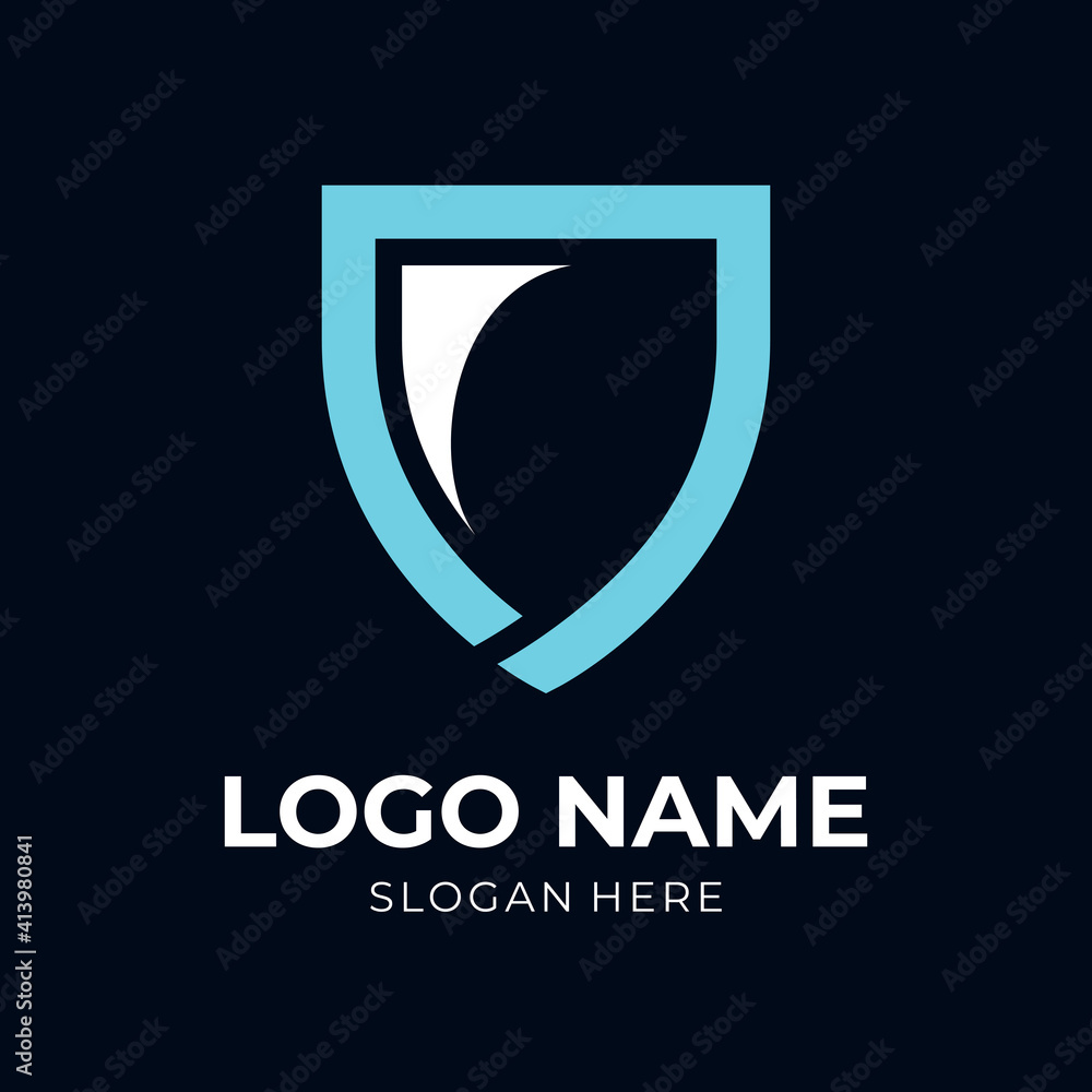 modern shield logo design flat blue color style modern shield logo design flat blue color style