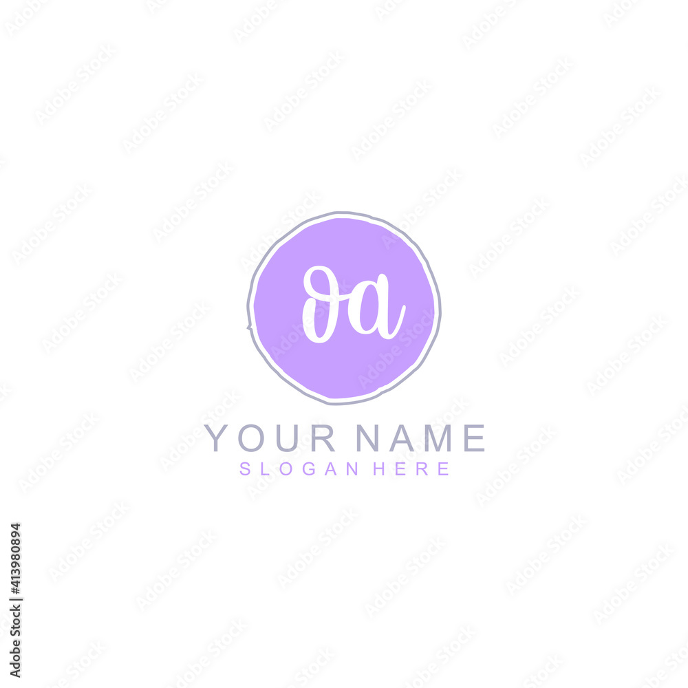 OA Initial handwriting logo template vector OA Initial handwriting logo template vector