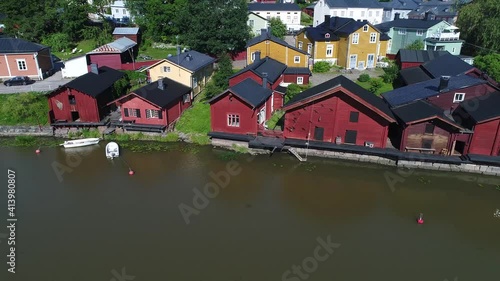 Flying over the old Porvoo embankment on a July afternoon. Finland photo