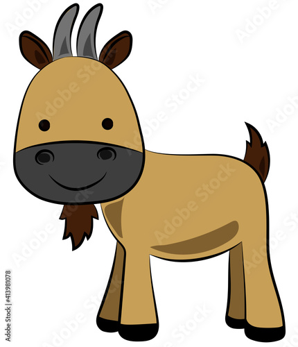 cute lovely goat cartoon