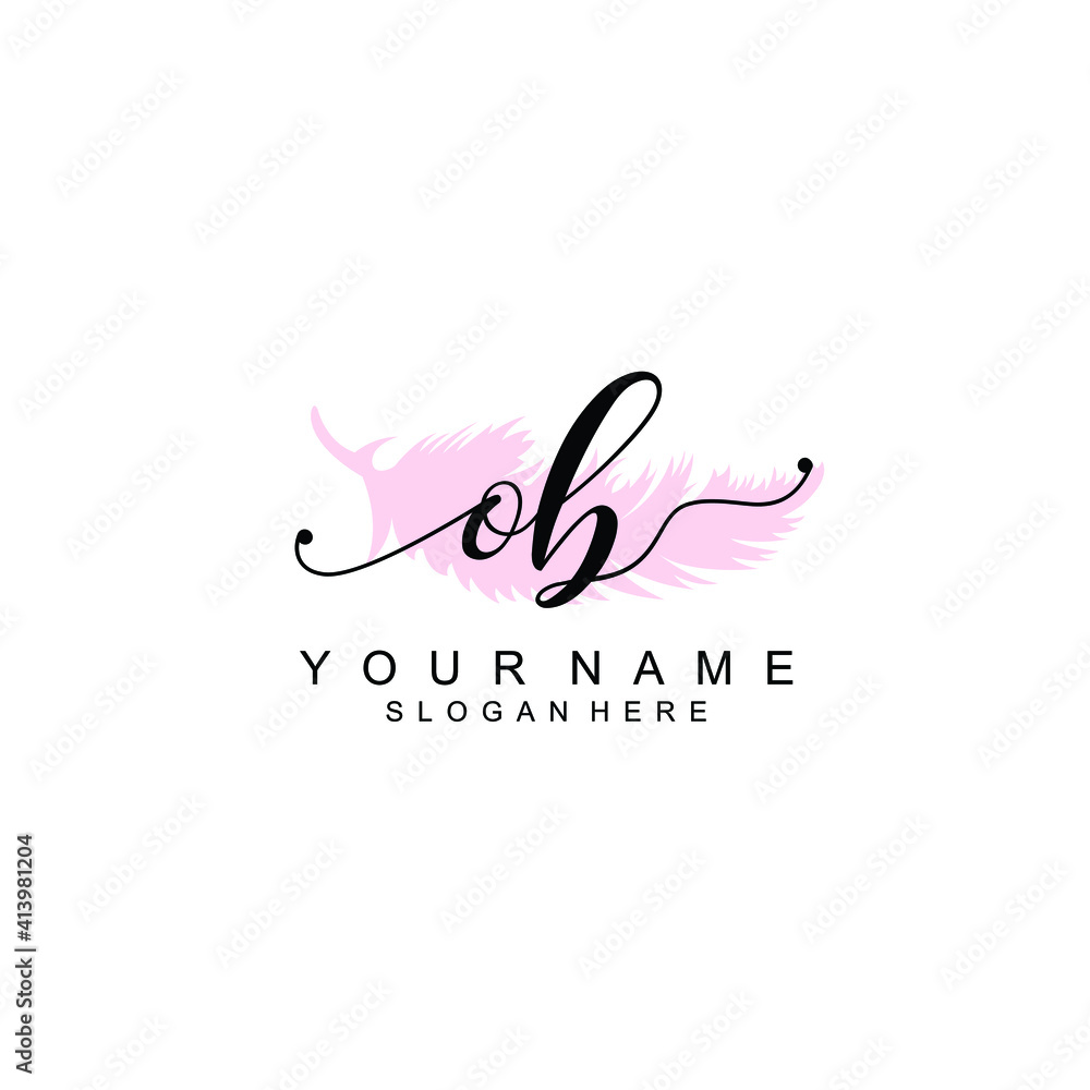 OB Initial handwriting logo template vector OB Initial handwriting logo template vector