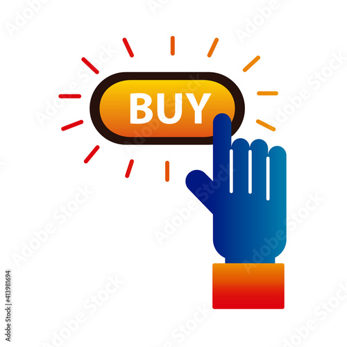 buy online button with hand pushing ecommerce technology