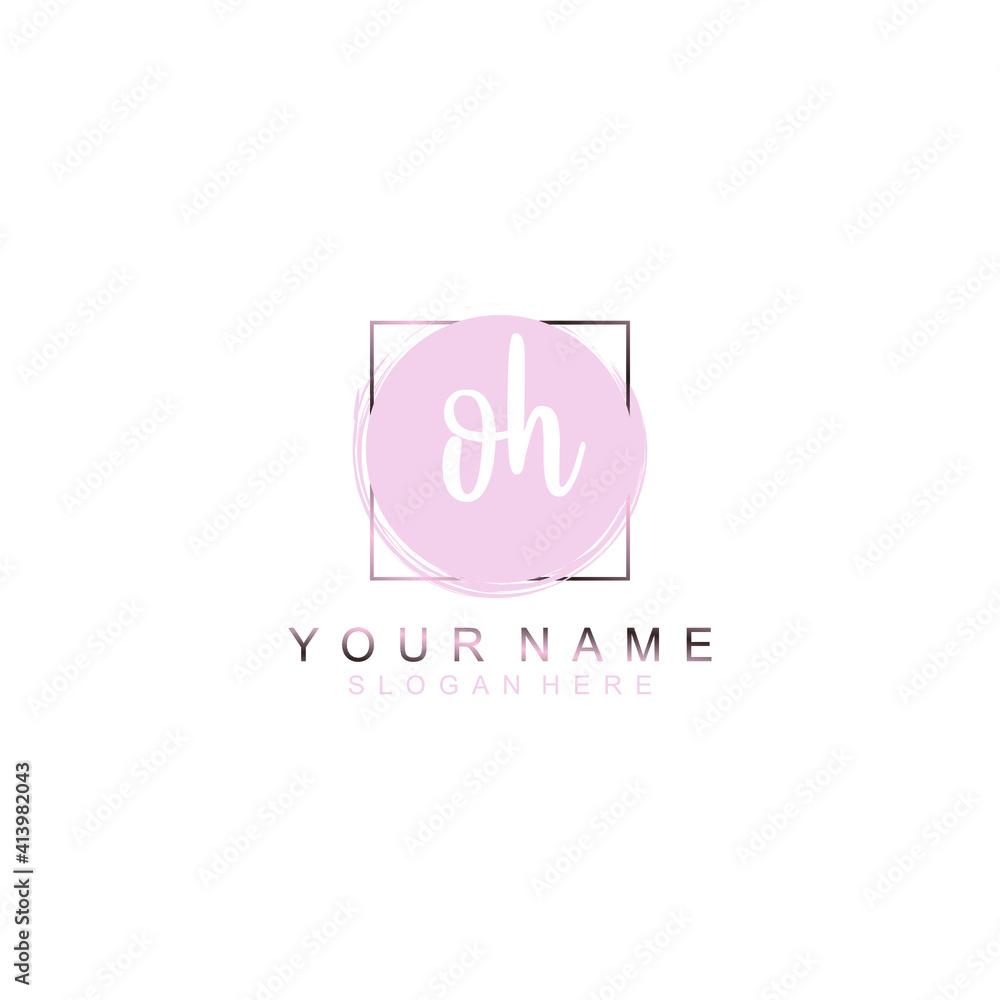 OH Initial handwriting logo template vector OH Initial handwriting logo template vector