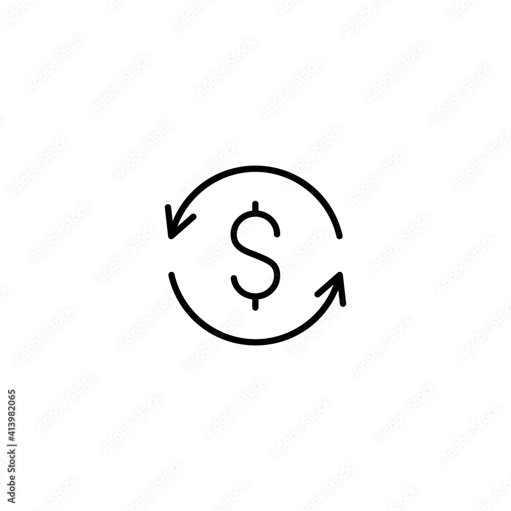 Reload dollar icon vector for computer, web and mobile apps Reload dollar icon vector for computer, web and mobile apps