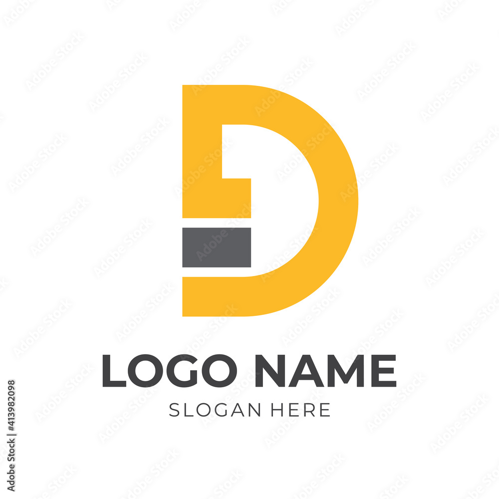 letter D logo design flat yellow and black color style letter D logo design flat yellow and black color style