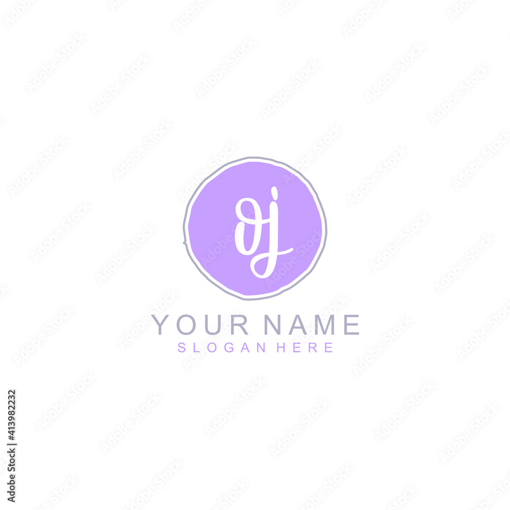 OJ Initial handwriting logo template vector OJ Initial handwriting logo template vector
