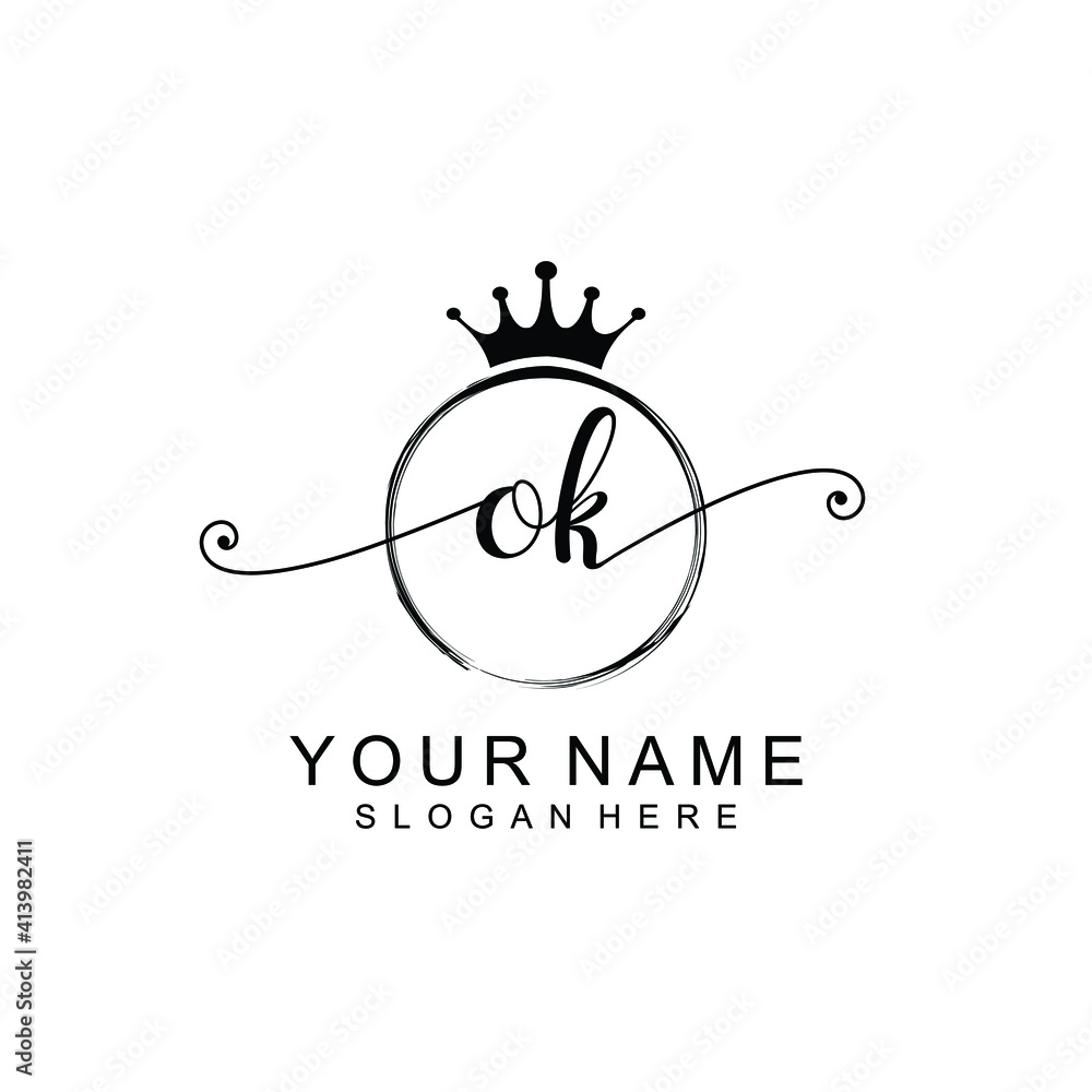 OK Initial handwriting logo template vector OK Initial handwriting logo template vector