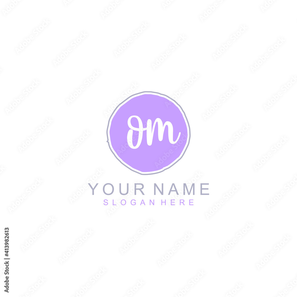 OM Initial handwriting logo template vector OM Initial handwriting logo template vector