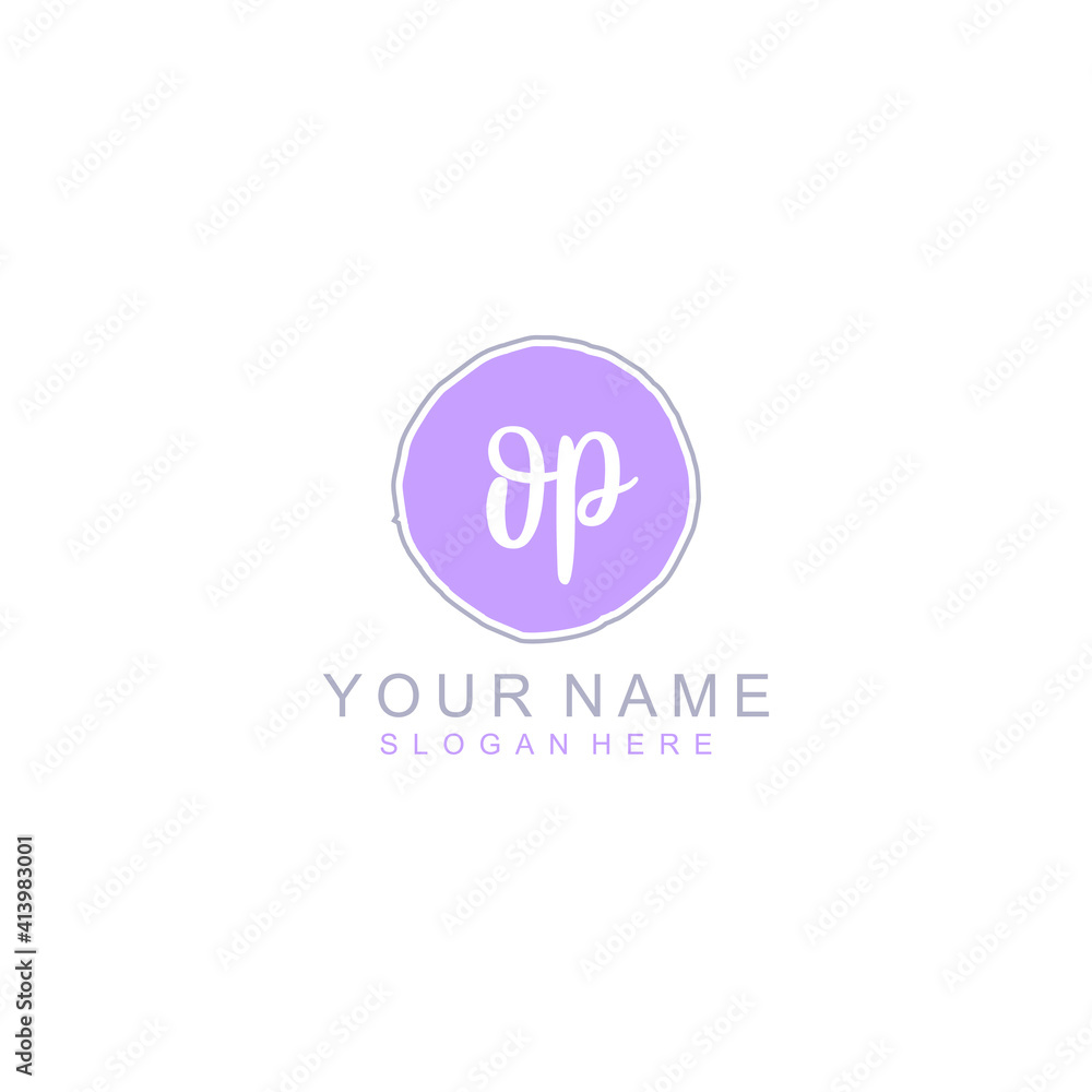 OP Initial handwriting logo template vector OP Initial handwriting logo template vector