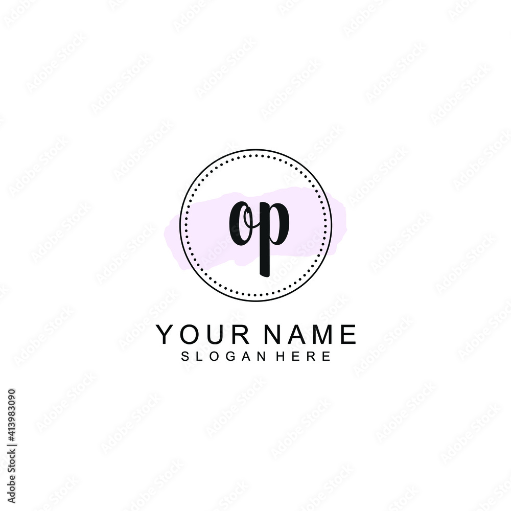 OP Initial handwriting logo template vector OP Initial handwriting logo template vector