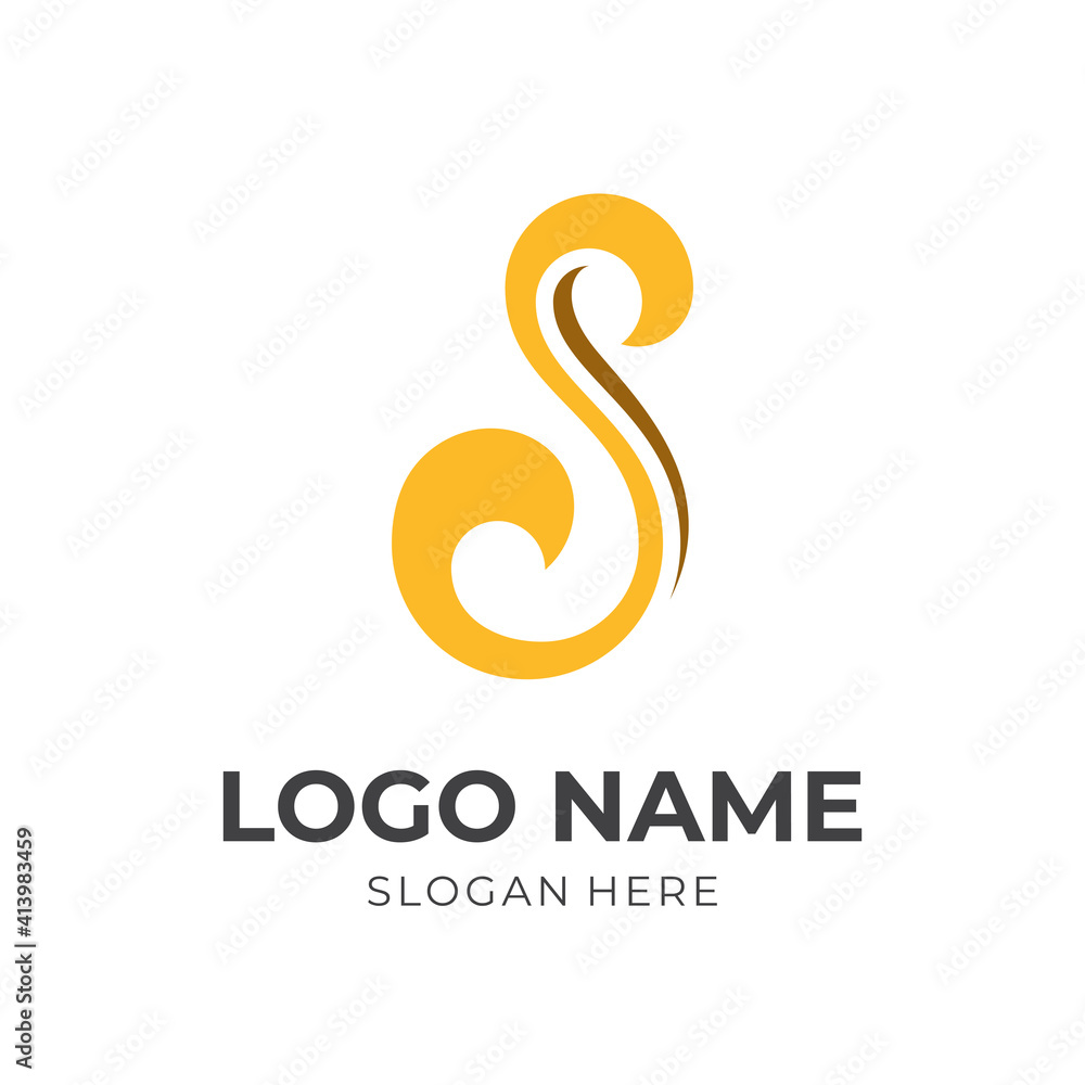 letter S logo vector flat brown and yellow color style letter S logo vector flat brown and yellow color style