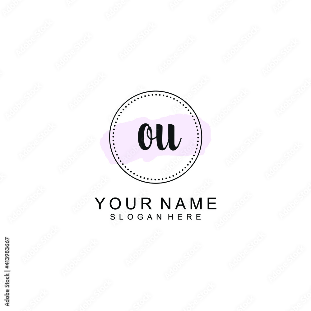 OU Initial handwriting logo template vector OU Initial handwriting logo template vector