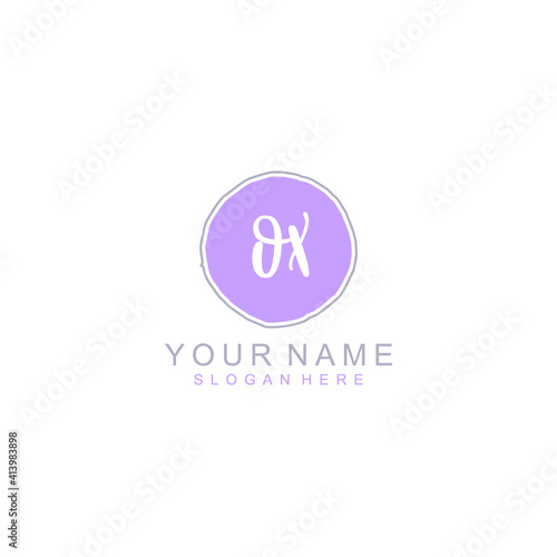 OX Initial handwriting logo template vector