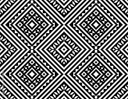 Geometric Diamond Tribal Pattern in Black & White