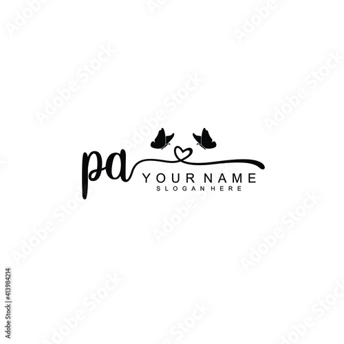 PA Initial handwriting logo template vector