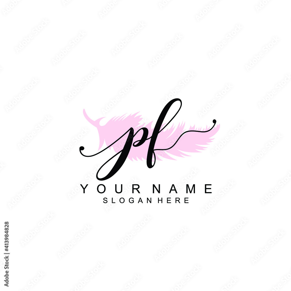 PF Initial handwriting logo template vector PF Initial handwriting logo template vector