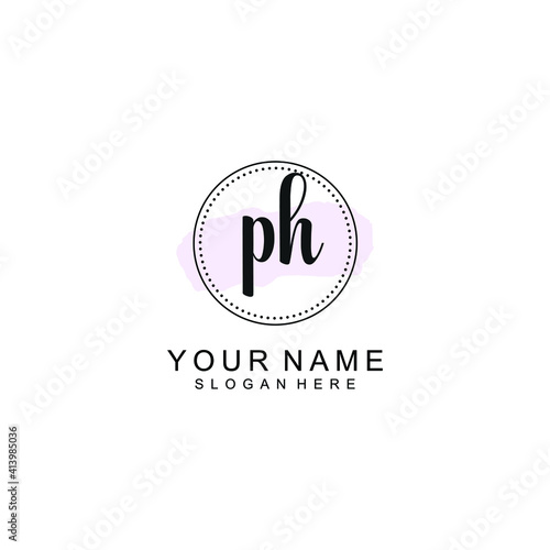 PH Initial handwriting logo template vector