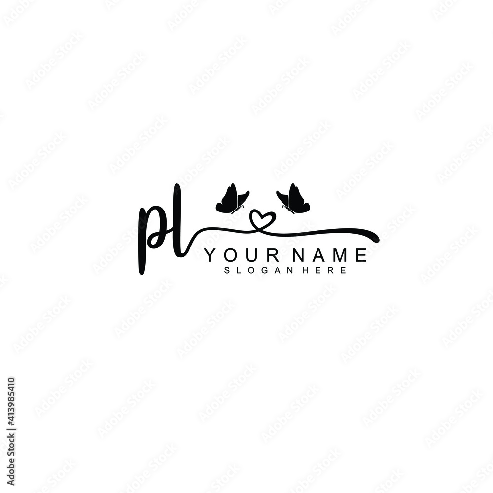 PL Initial handwriting logo template vector PL Initial handwriting logo template vector