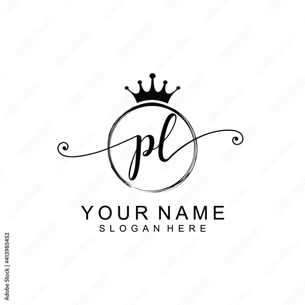 PL Initial handwriting logo template vector PL Initial handwriting logo template vector