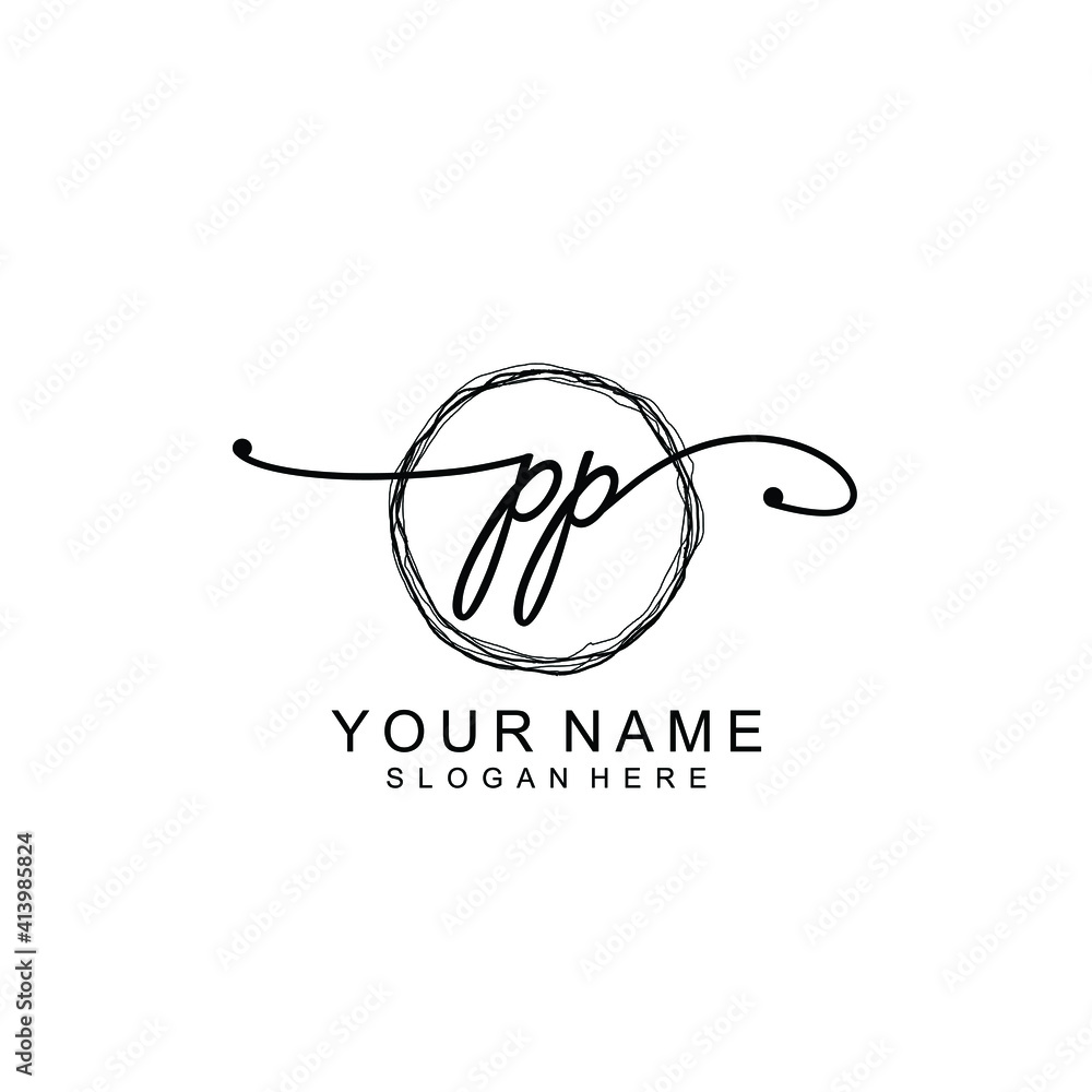 PP Initial handwriting logo template vector PP Initial handwriting logo template vector