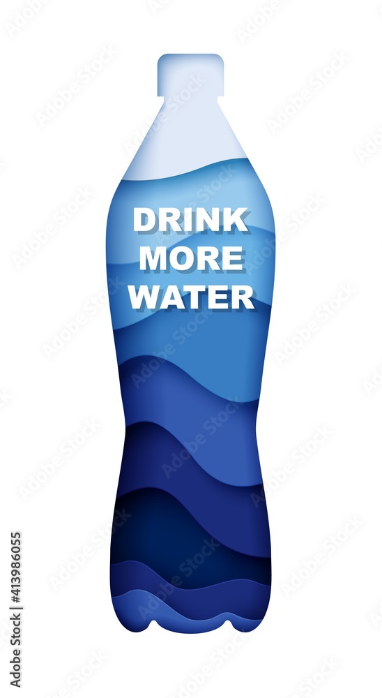 Drink more water motivation quote on paper cut drinking water plastic