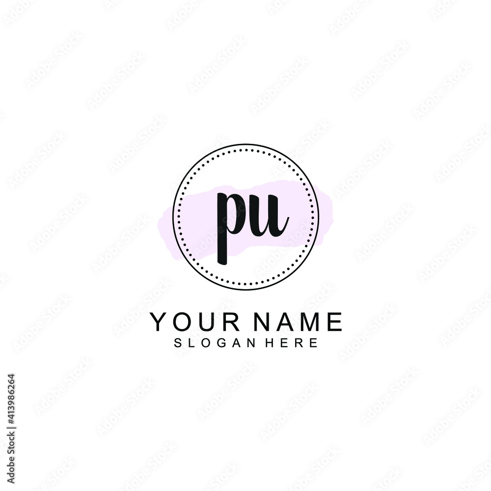 PU Initial handwriting logo template vector PU Initial handwriting logo template vector