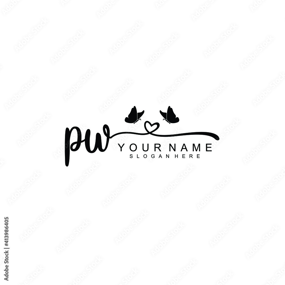 PW Initial handwriting logo template vector PW Initial handwriting logo template vector