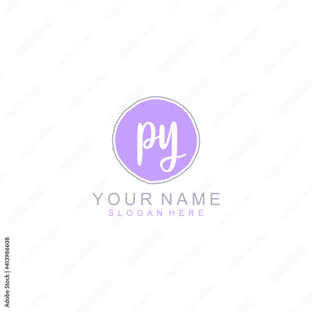PY Initial handwriting logo template vector