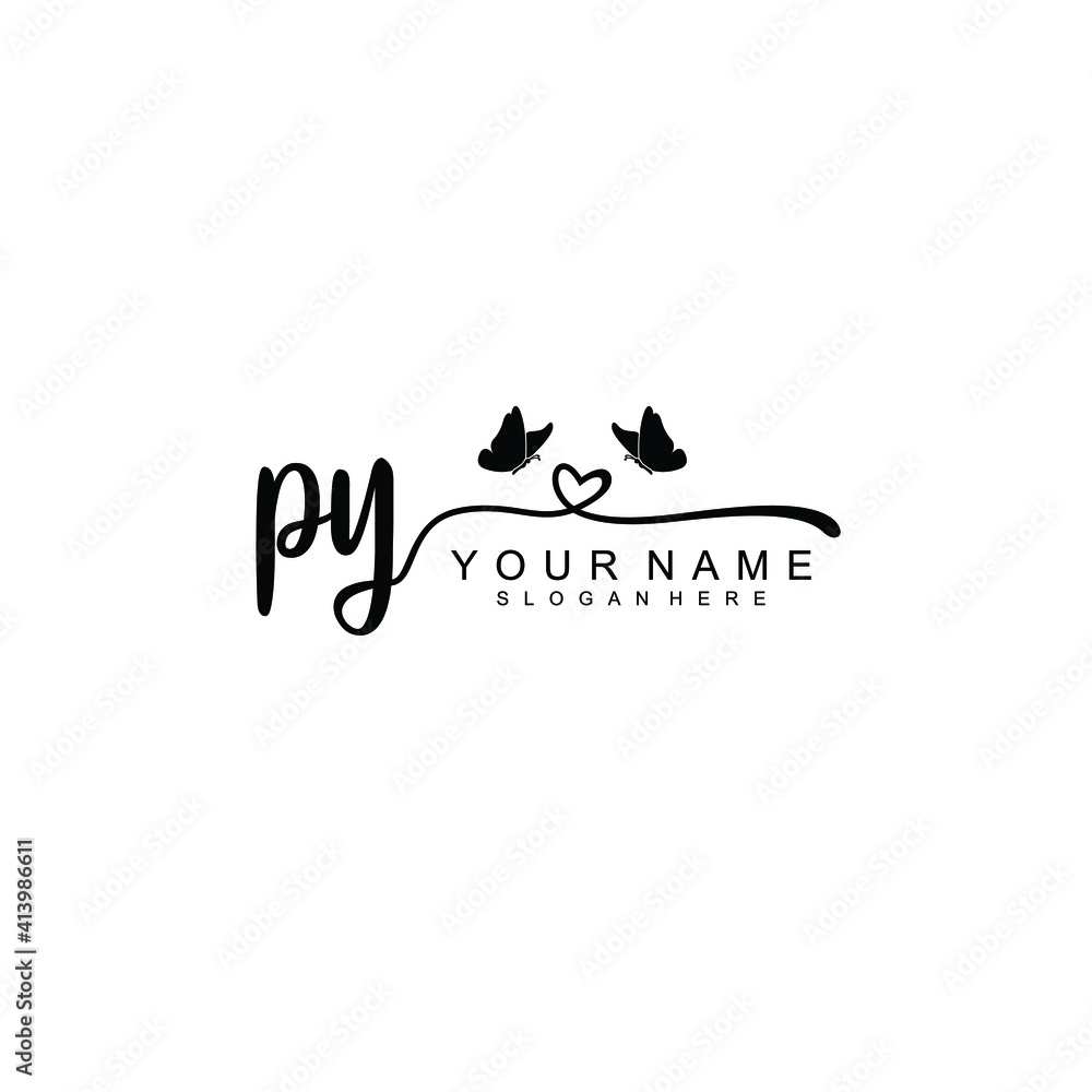 PY Initial handwriting logo template vector PY Initial handwriting logo template vector