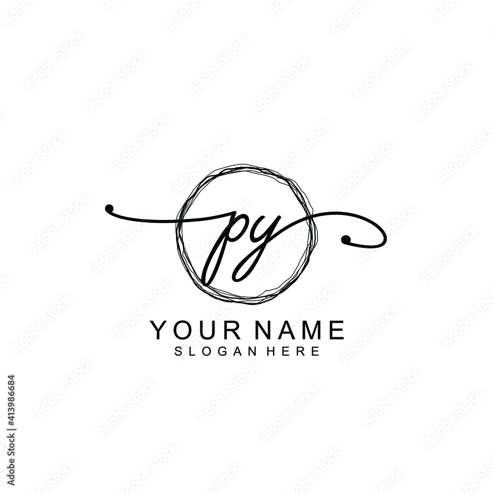 PY Initial handwriting logo template vector PY Initial handwriting logo template vector