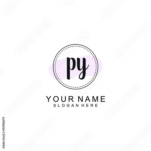 PY Initial handwriting logo template vector