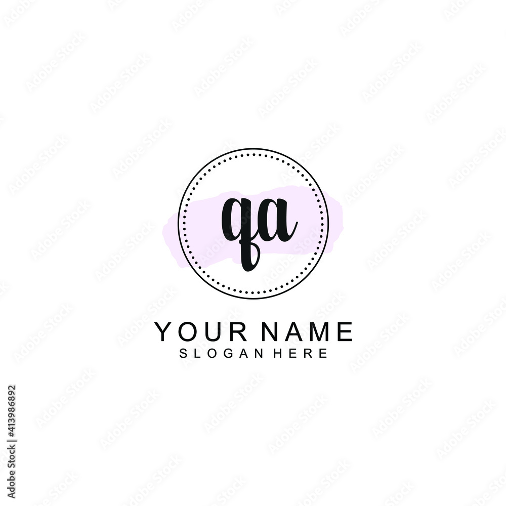 QA Initial handwriting logo template vector QA Initial handwriting logo template vector