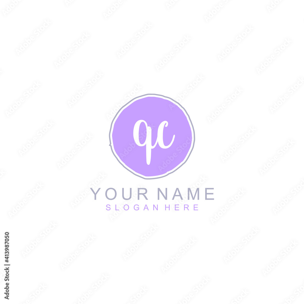 QC Initial handwriting logo template vector QC Initial handwriting logo template vector