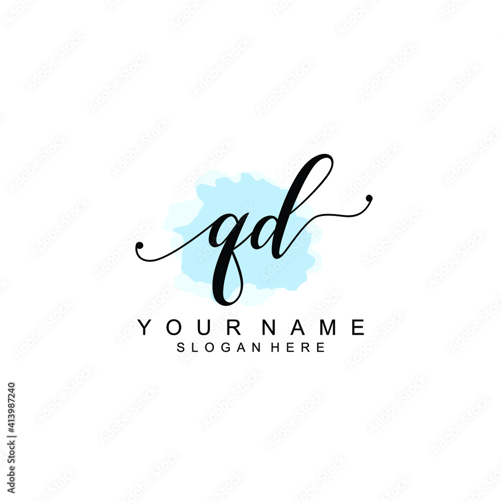 QD Initial handwriting logo template vector QD Initial handwriting logo template vector