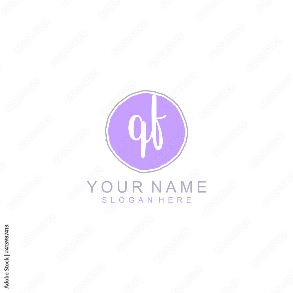 QF Initial handwriting logo template vector QF Initial handwriting logo template vector