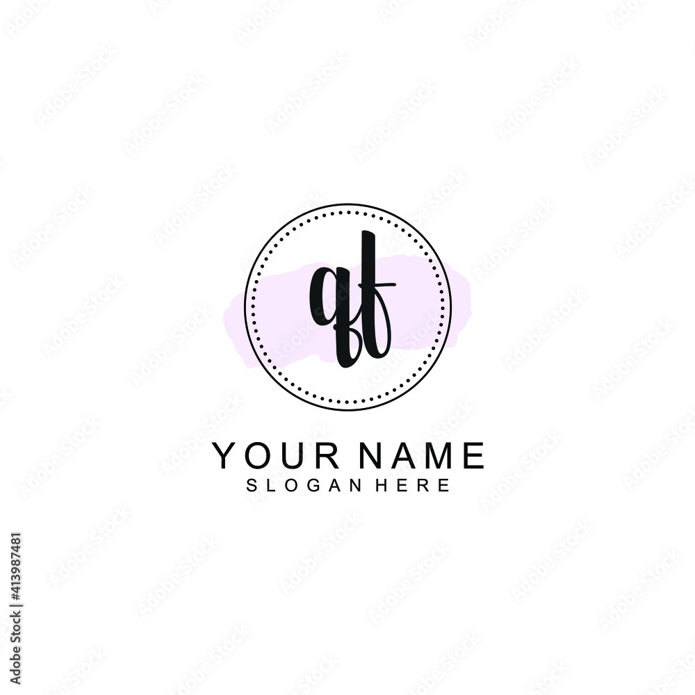 QF Initial handwriting logo template vector QF Initial handwriting logo template vector