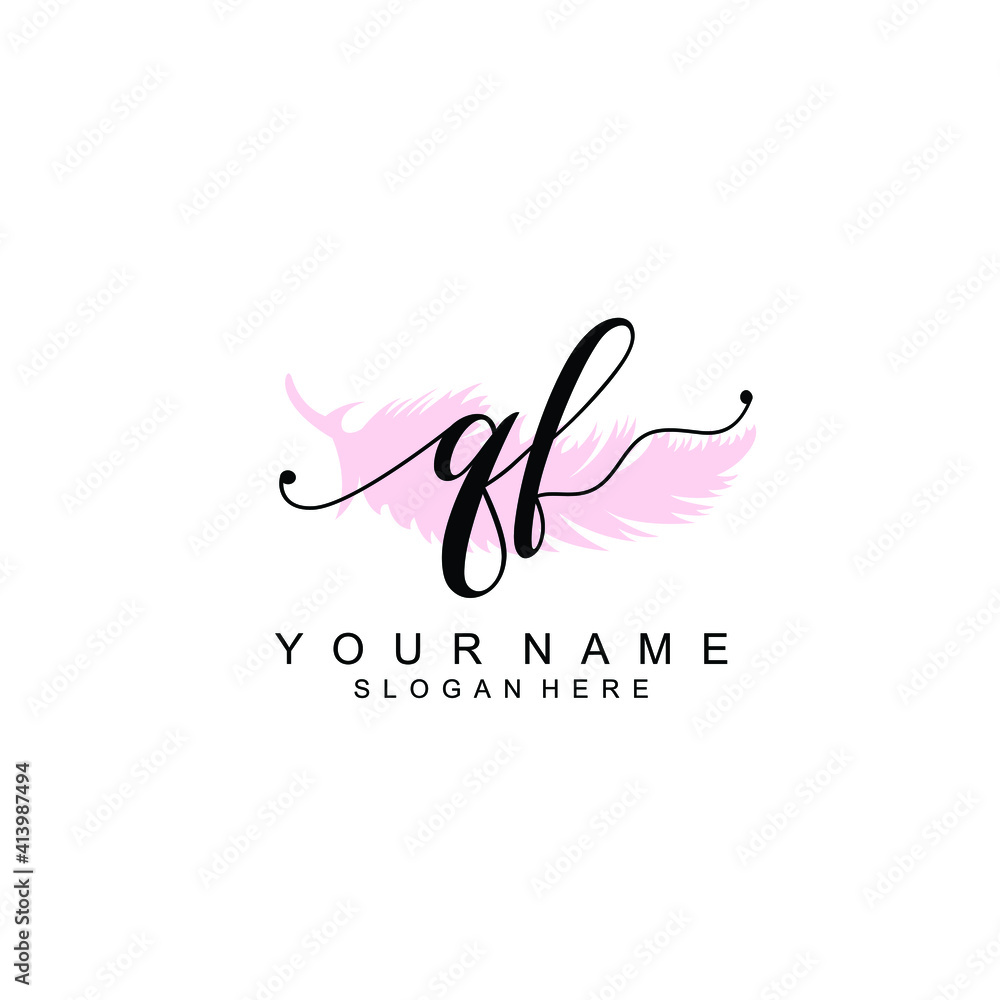 QF Initial handwriting logo template vector QF Initial handwriting logo template vector