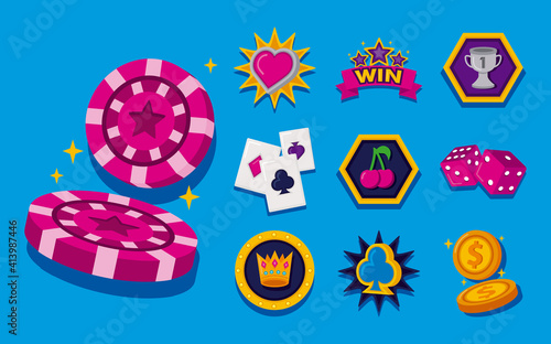 bundle of slots casino set icons
