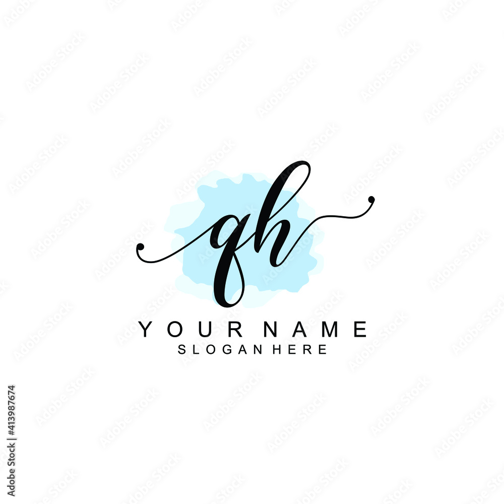 QH Initial handwriting logo template vector QH Initial handwriting logo template vector