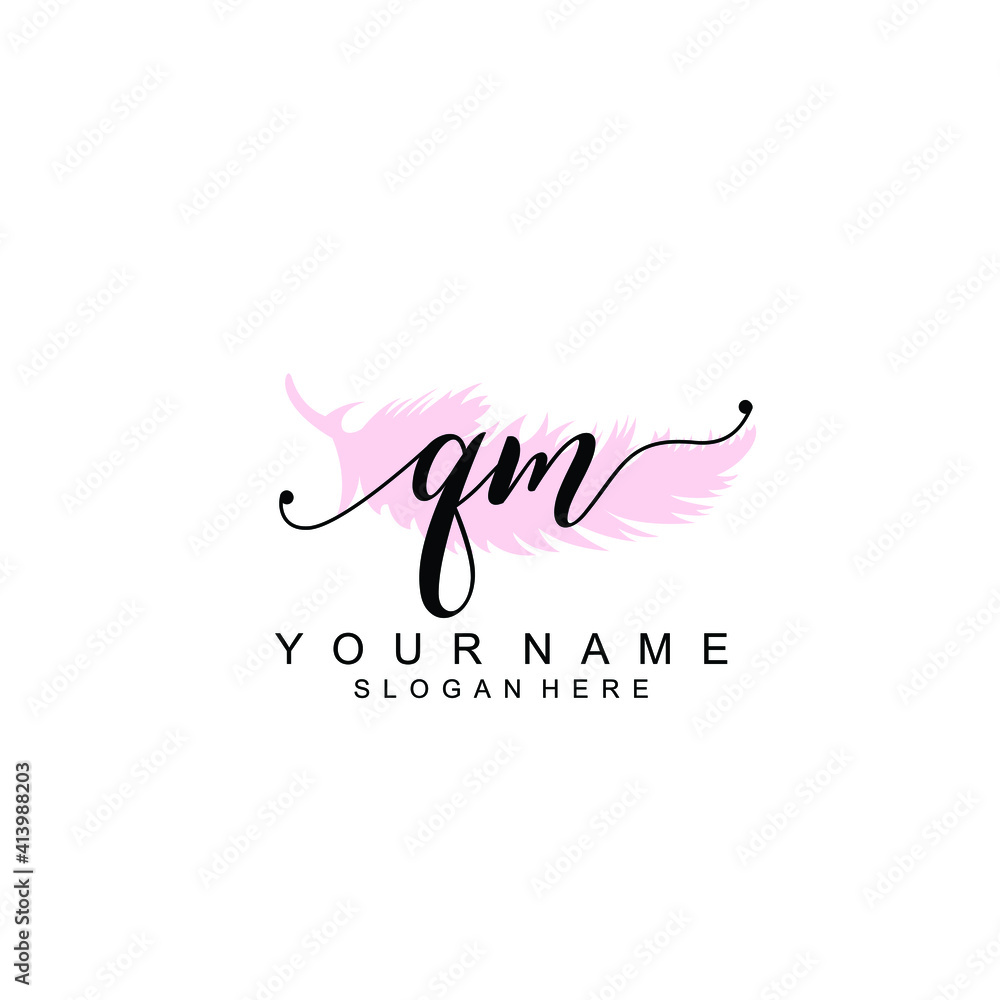 QM Initial handwriting logo template vector QM Initial handwriting logo template vector