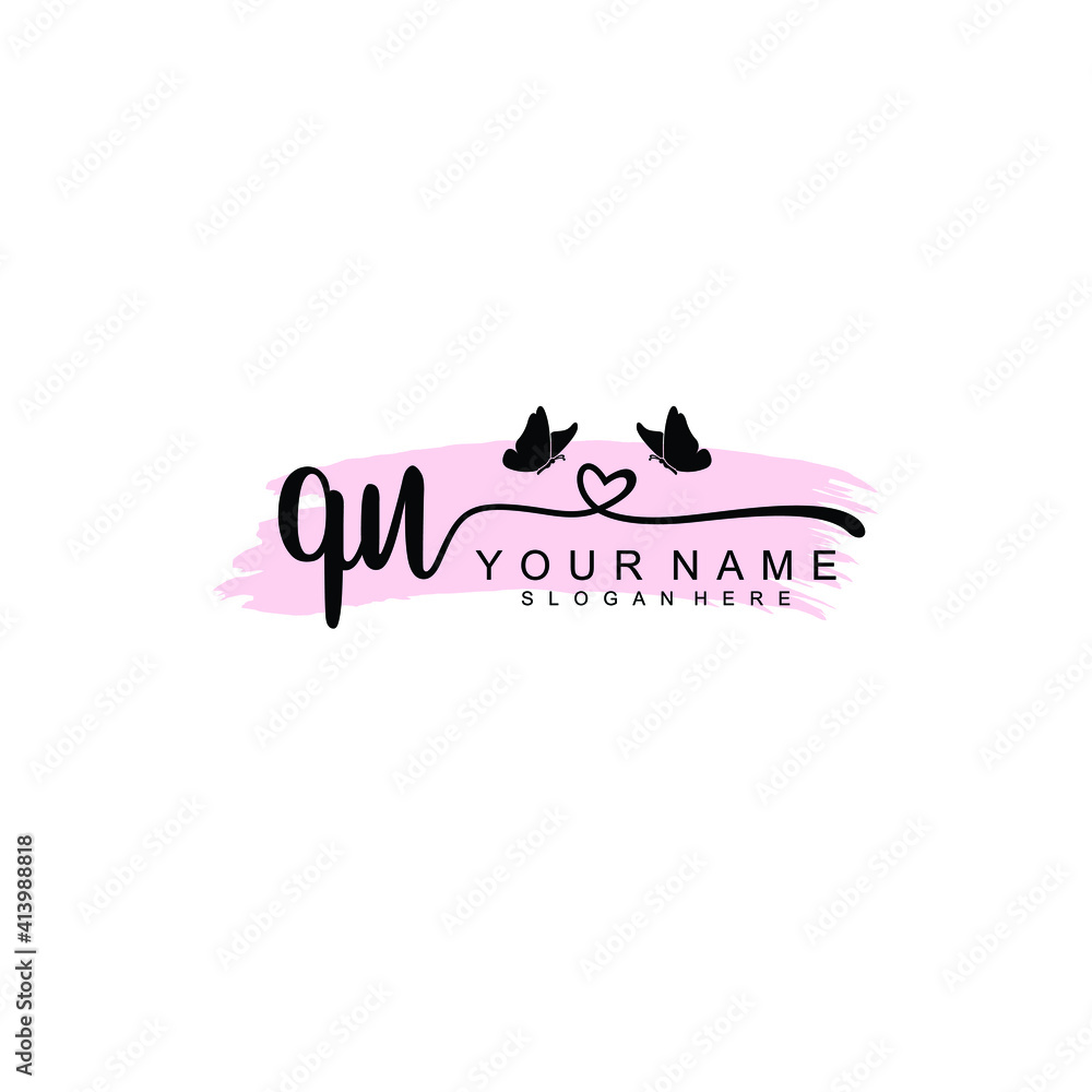 QU Initial handwriting logo template vector QU Initial handwriting logo template vector
