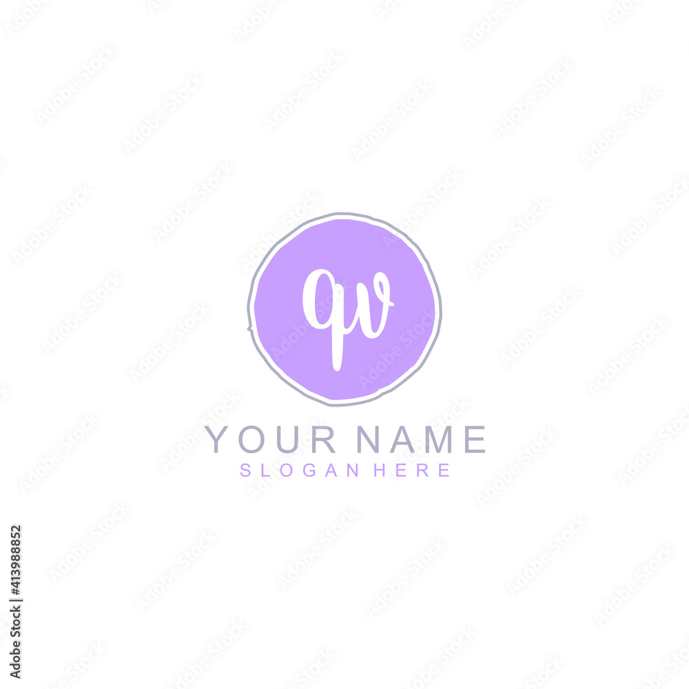 QV Initial handwriting logo template vector QV Initial handwriting logo template vector