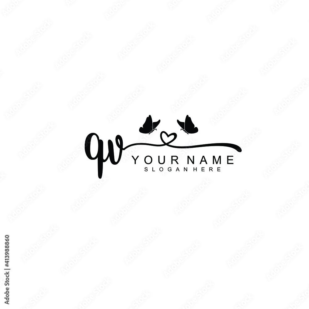 QV Initial handwriting logo template vector QV Initial handwriting logo template vector