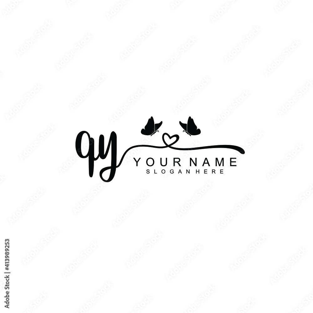 QY Initial handwriting logo template vector QY Initial handwriting logo template vector