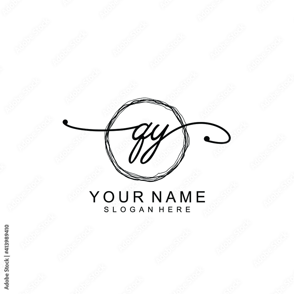 QY Initial handwriting logo template vector QY Initial handwriting logo template vector