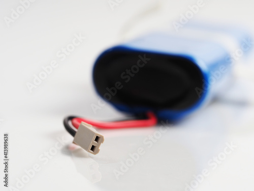 blue replaceable battery pack for the robot vacuum cleaner. Belarus ,Minsk, 2021
