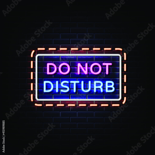Do Not Disturb Neon Signs Style Text Vector