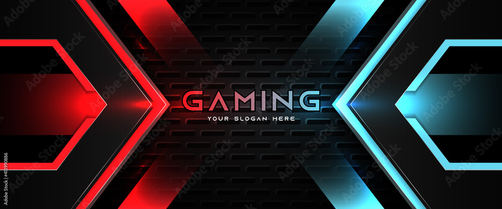 Futuristic red and blue abstract gaming banner design template with metal  technology concept. Vector illustration for business corporate promotion,  game header social media, live streaming background Stock Vector | Adobe  Stock
