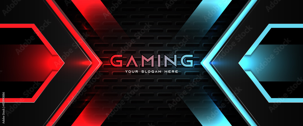 Futuristic red and blue abstract gaming banner design template with metal  technology concept. Vector illustration for business corporate promotion, game  header social media, live streaming background Stock Vector | Adobe Stock