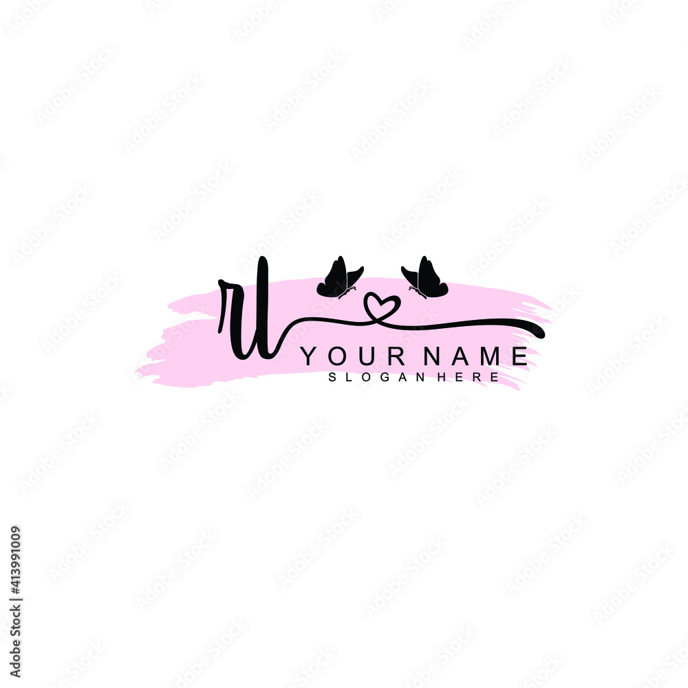 RL Initial handwriting logo template vector RL Initial handwriting logo template vector
